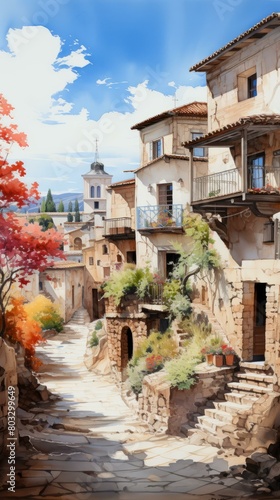 A narrow street in a small Italian town