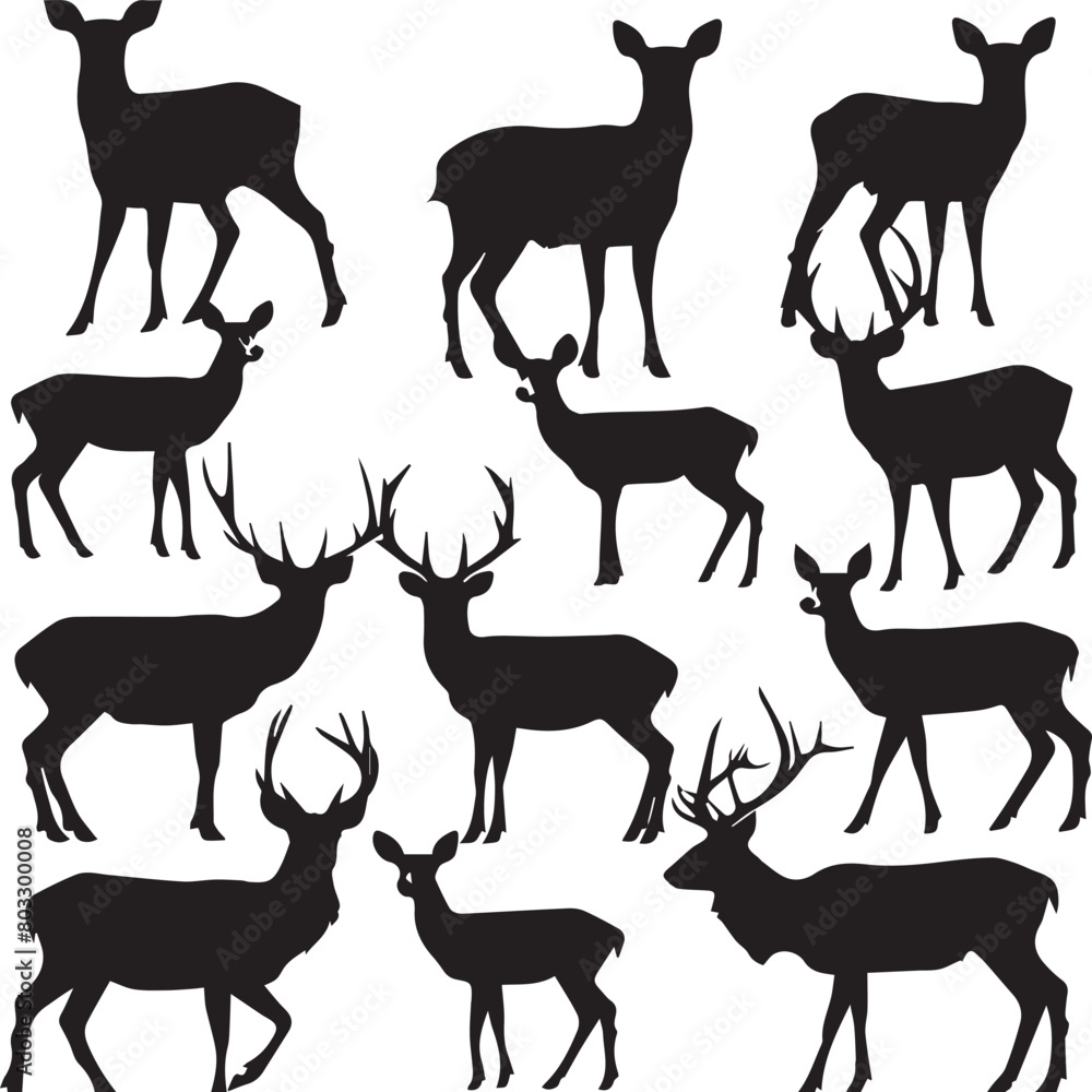 deer silhouettes set deer silhouettes set