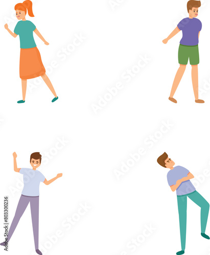 Failure icons set cartoon vector. Case of physical trauma. Misfortune, accident