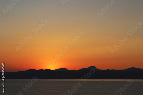 Scenic sunset over the island of Majorca (Mallorca), Spain.  © Tim