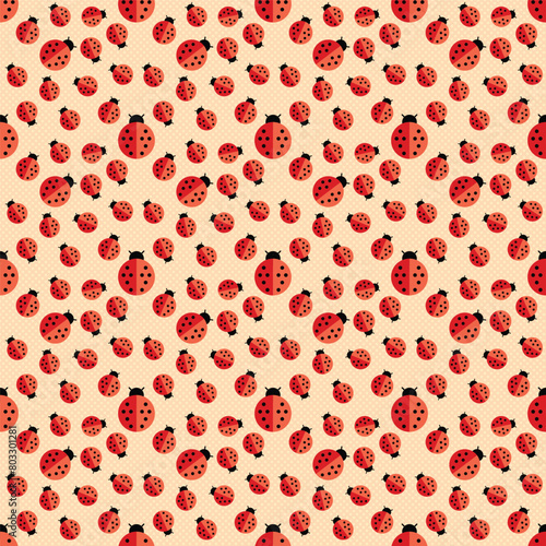 ute ladybugs seamless pattern background. Vector with EPS 10.