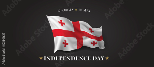 Georgia independence day vector banner, greeting card.