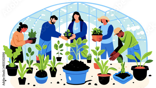 Diverse Group of People Participating in Indoor Gardening Activity