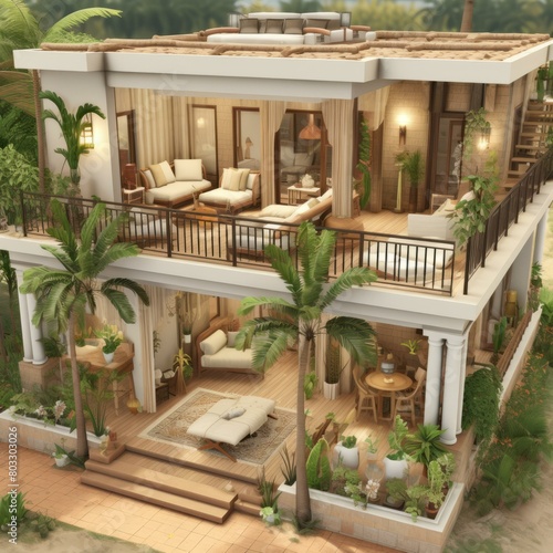 Modern luxury beach house with pool  terrace and garden