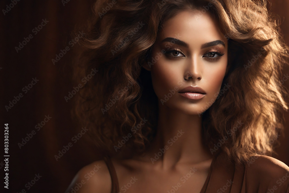 Portrait of a sensual woman with dark hair in an elegant dress Portrait of a sensual woman with dark hair in an elegant dress
