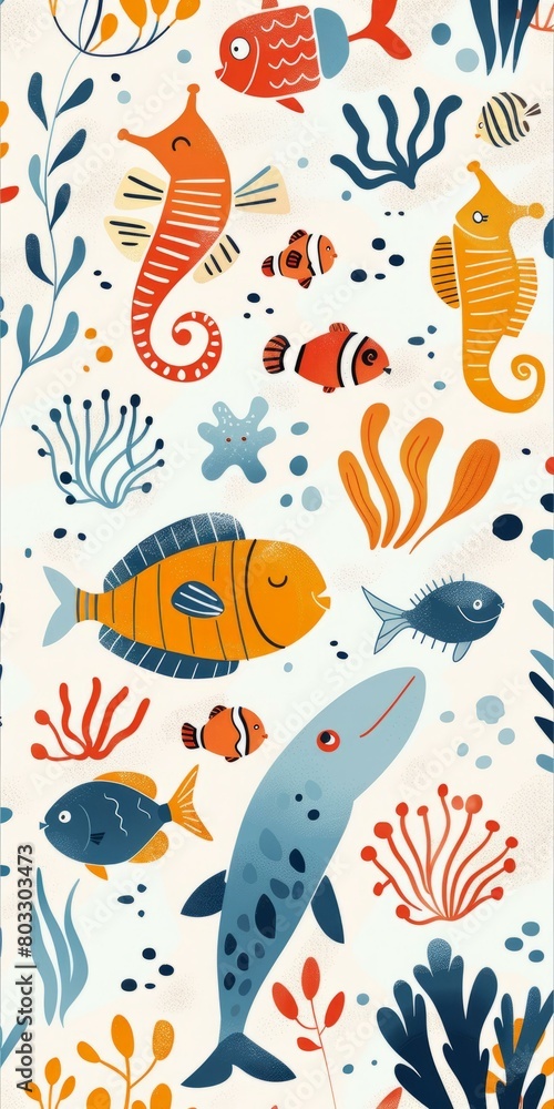 Obraz premium Undersea Creatures and Plants