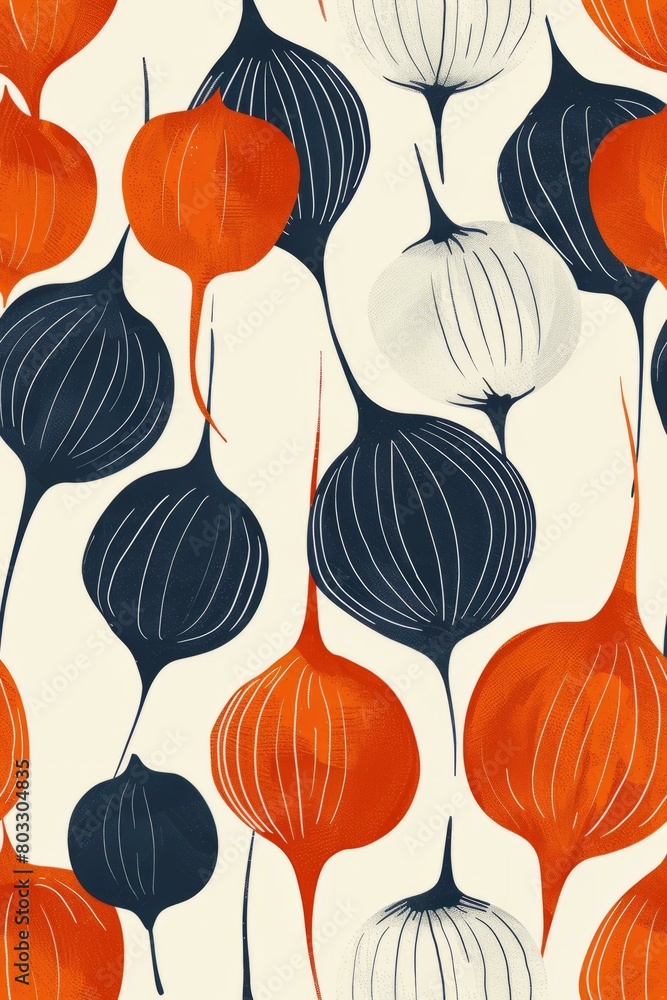 Fototapeta premium Retro seamless pattern with hand drawn abstract shapes