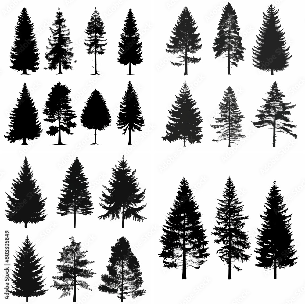 black tree silhouette set pure badge eco outline recreation breath emblem label protection graphic pine trunk woodland black tree silhouette set pure badge eco outline recreation breath emblem label protection graphic pine trunk woodland