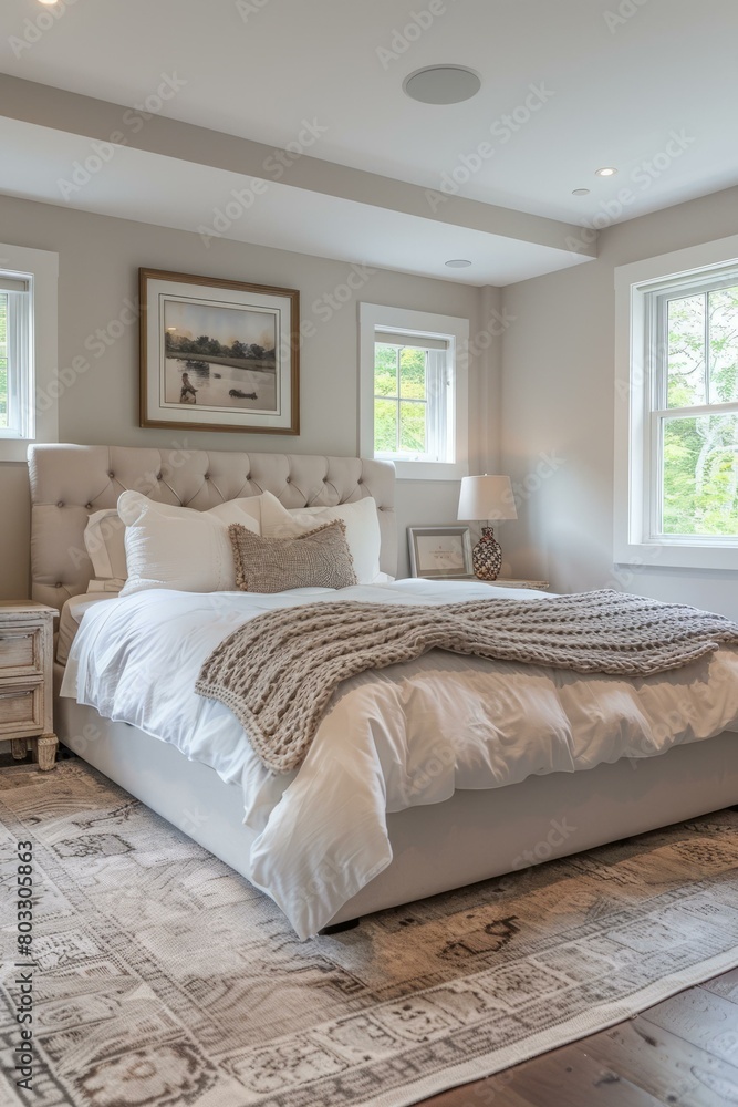 Fototapeta premium Comfy and Classy Farmhouse Bedroom