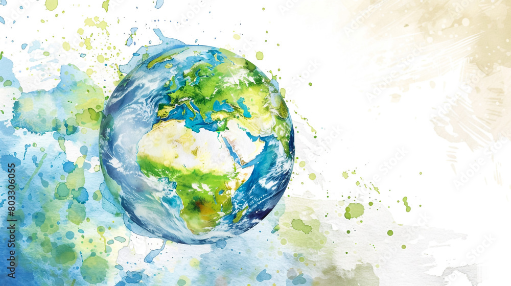 Whimsical Watercolor Earth Illustration ultra clear