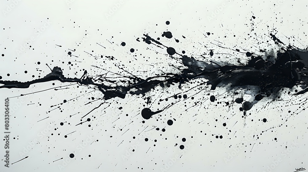 Modern Abstract Art: Bold Black and White Splatter Design Modern Abstract Art: Bold Black and White Splatter Design