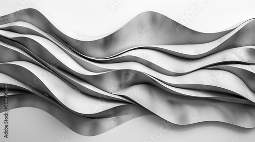 Slate stone gray undulating wave pattern, sharply defined against a white background, high-resolution. photo