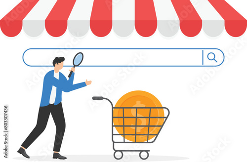 Marketplace retail business, online shopping concept, digital shop smartphone app or pc browser, vector illustration
