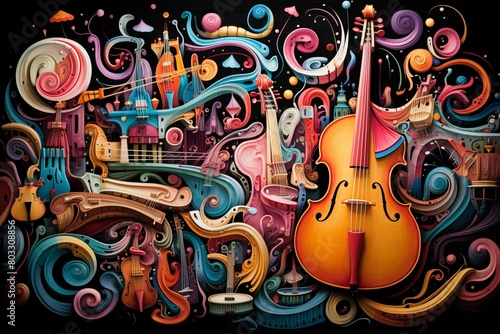 Colorful abstract musical instruments photo
