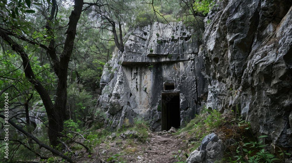 Abandoned military ruins in the forest. Hidden bunker in the forest Abandoned military ruins in the forest. Hidden bunker in the forest
