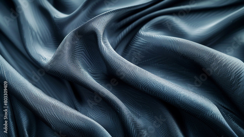 Black Satin Silk Fabric Texture.