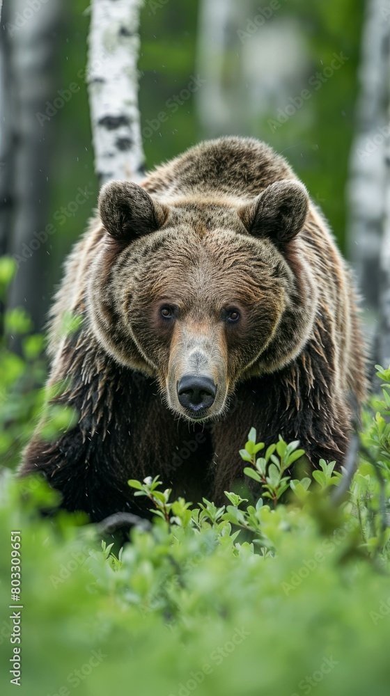 A large brown bear in the forest A large brown bear in the forest