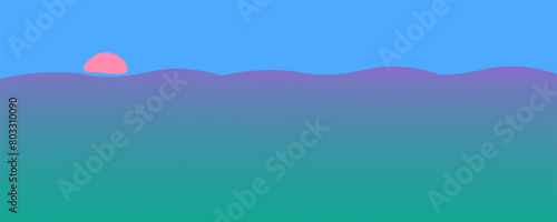 simple horizontal seascape in vector.atmospheric view in flat style.template for background wallpaper banner