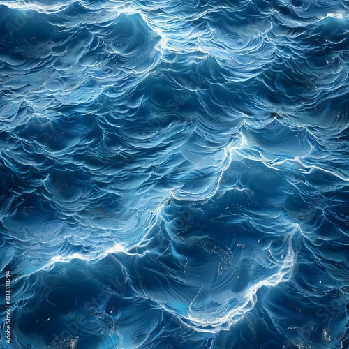 Obraz na płótnie Deep blue ocean surface with white foam and waves