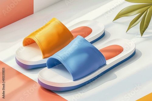 A pair of colorful slippers