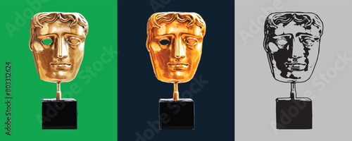 Film Festival in United Kingdom Color Black and Gold 3 Style Vector Illustration Abstract Editable image