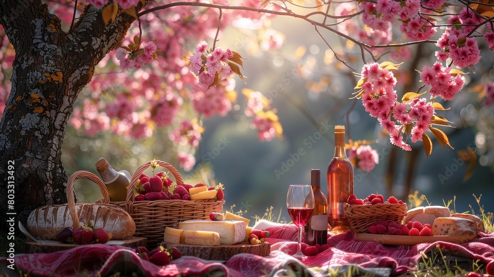 Cherry Blossom Wine and Cheese Gathering, generative ai