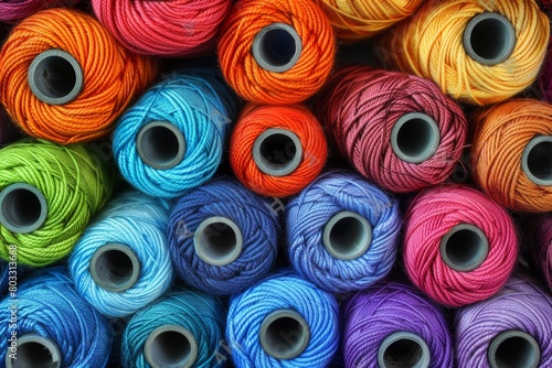 Vibrant cotton threads on spools for sewing and embroidery projects, ideal for crafting enthusiasts