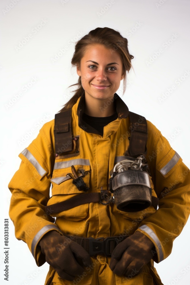 Portrait of a young female firefighter Portrait of a young female firefighter