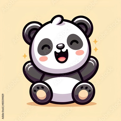 Cute Panda Laughing Cartoon Vector Icon Illustration. panda icon. 