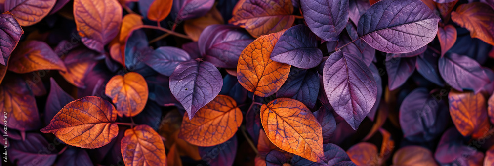 Abstract natural background from leaves in yellow and purple shades Abstract natural background from leaves in yellow and purple shades