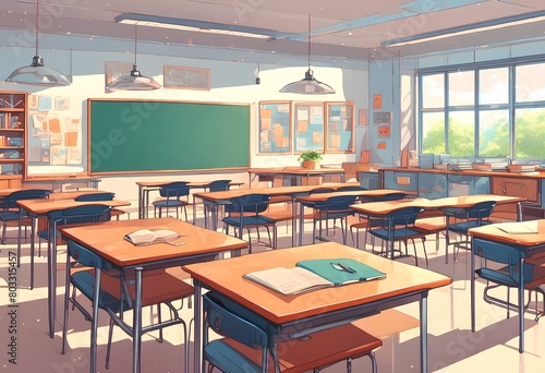 AI generated illustration of a high school classroom background