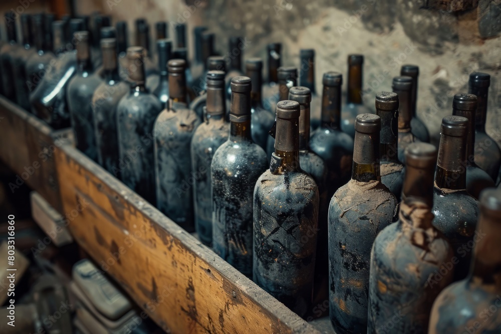 Bottles of wine in a restaurant wine cellar Bottles of wine in a restaurant wine cellar