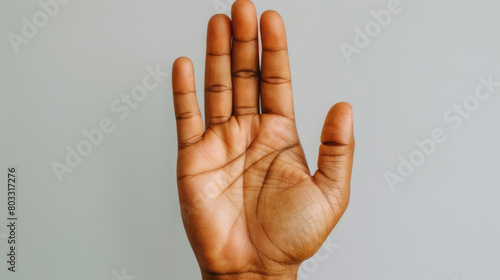 African american black man hand on a white background. Close-up.