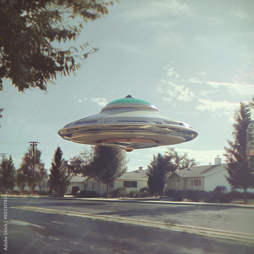 ufo flying over the city on flying saucer ufo flying over the city on flying saucer