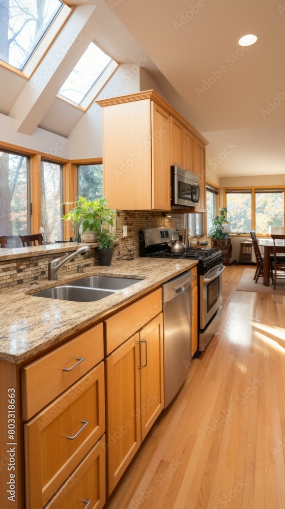 Fototapeta premium Bright and Airy Kitchen With Vaulted Ceiling