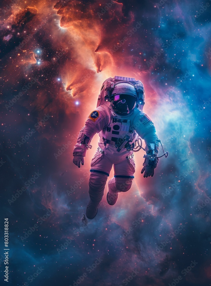 Astronaut in a spacesuit floating in the vastness of space Astronaut in a spacesuit floating in the vastness of space