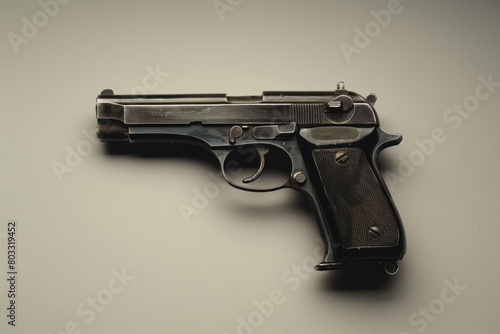 Pistol on a light plain background