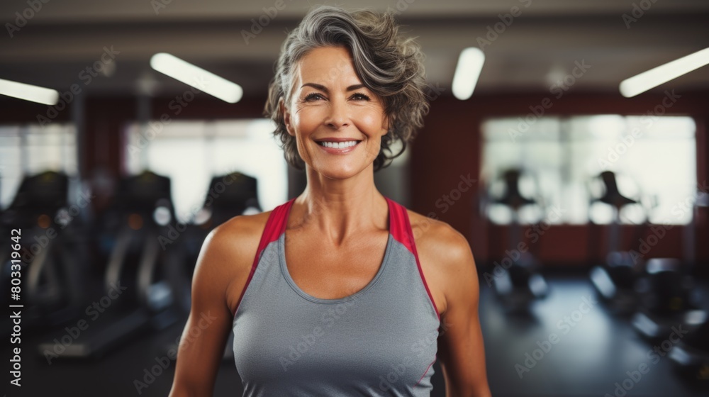 Confident Mature Woman Enjoying a Healthy Lifestyle in Gym