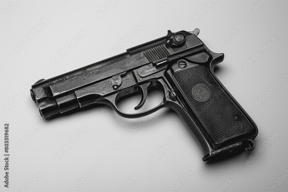 Pistol on a light plain background Pistol on a light plain background