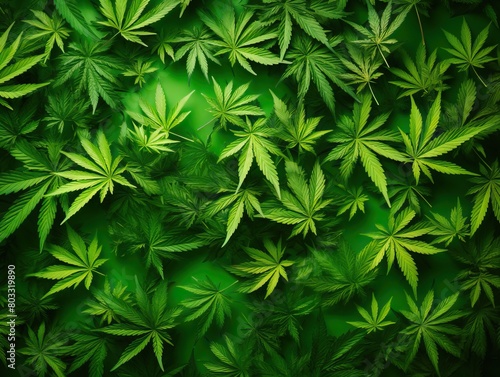 Realistic hemp marijuana leaves background for naturalistic concepts and botanical designs