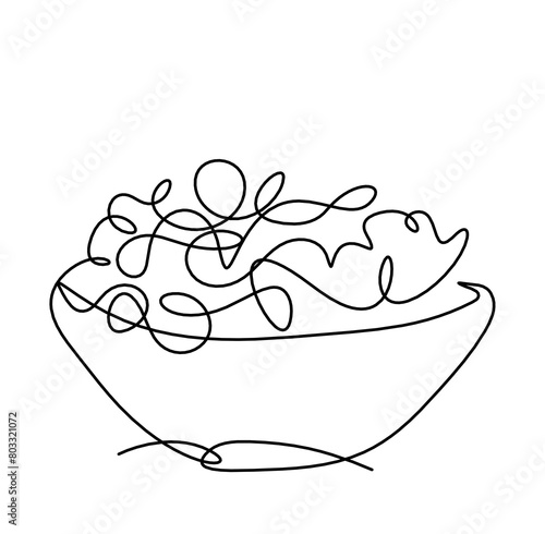 Abstract salad as line drawing on white