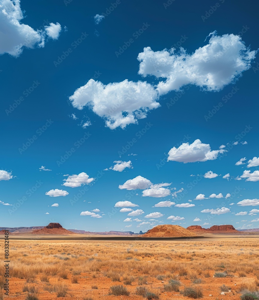 Fototapeta premium Beautiful desert landscape with blue sky and clouds