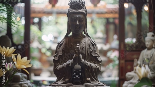 A statue of Avalokiteshvara, the bodhisattva of compassion, mercy, and kindness photo