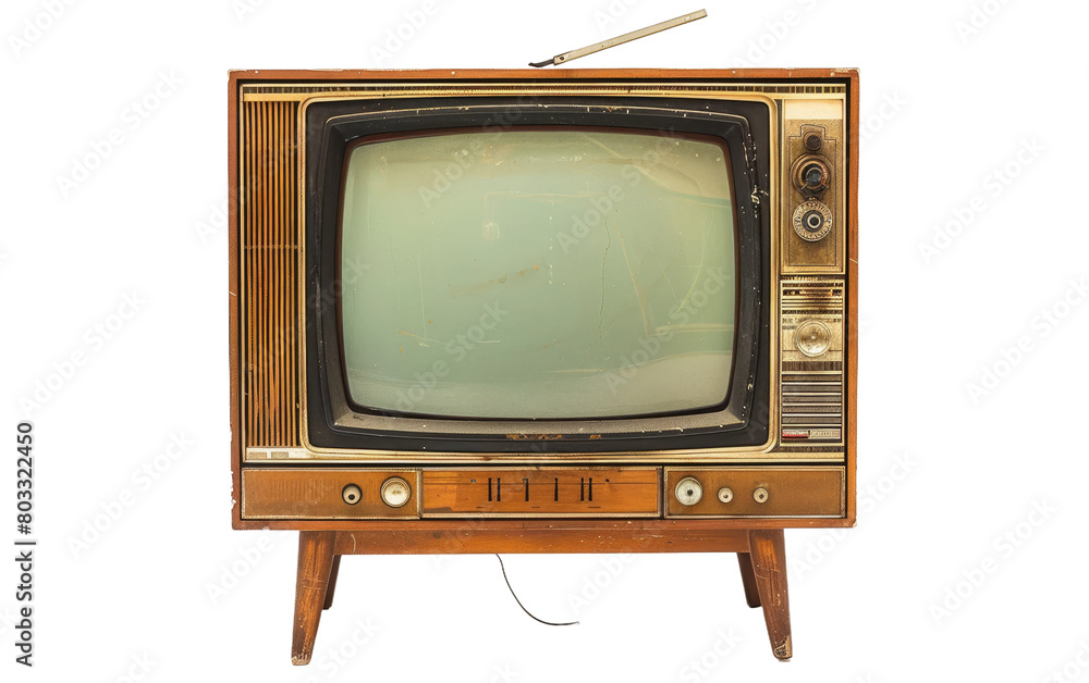 Vintage Television Set isolated on Transparent background.