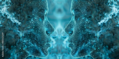 Blue digital twin human faces #803323219