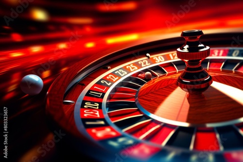 The roulette wheel spins, the ball bounces, and the players hold their breath photo