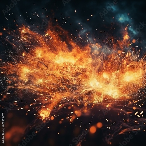 Fiery Explosion with Sparks and Embers photo