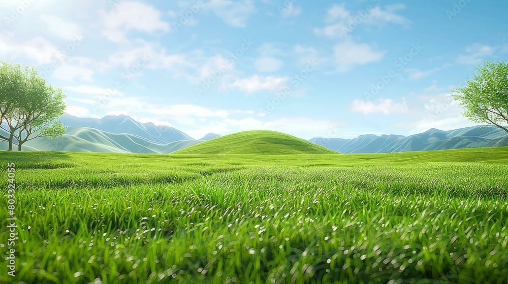 Green rolling hills under blue sky Green rolling hills under blue sky