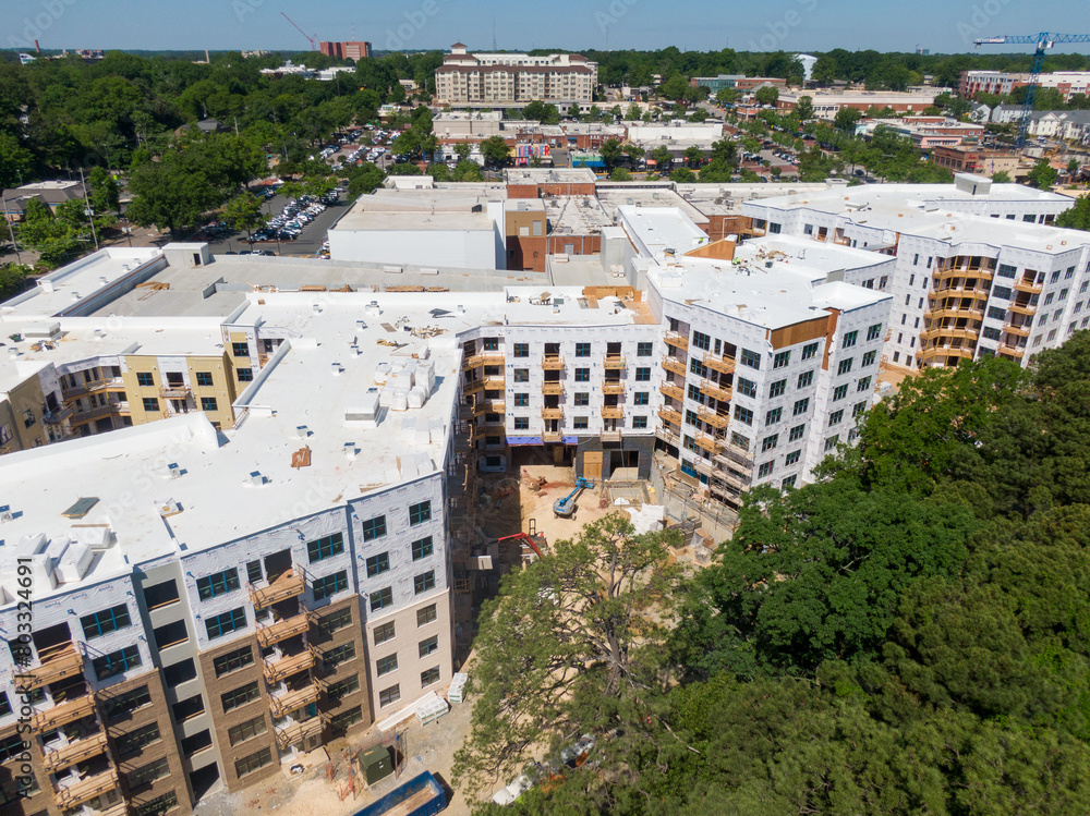 Fototapeta premium Various Commercial Buildings & Roofs in The Cameron Village District of Raleigh NC