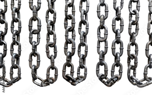 Lengths of industrial Welded Chain Hanging isolated on Transparent background.